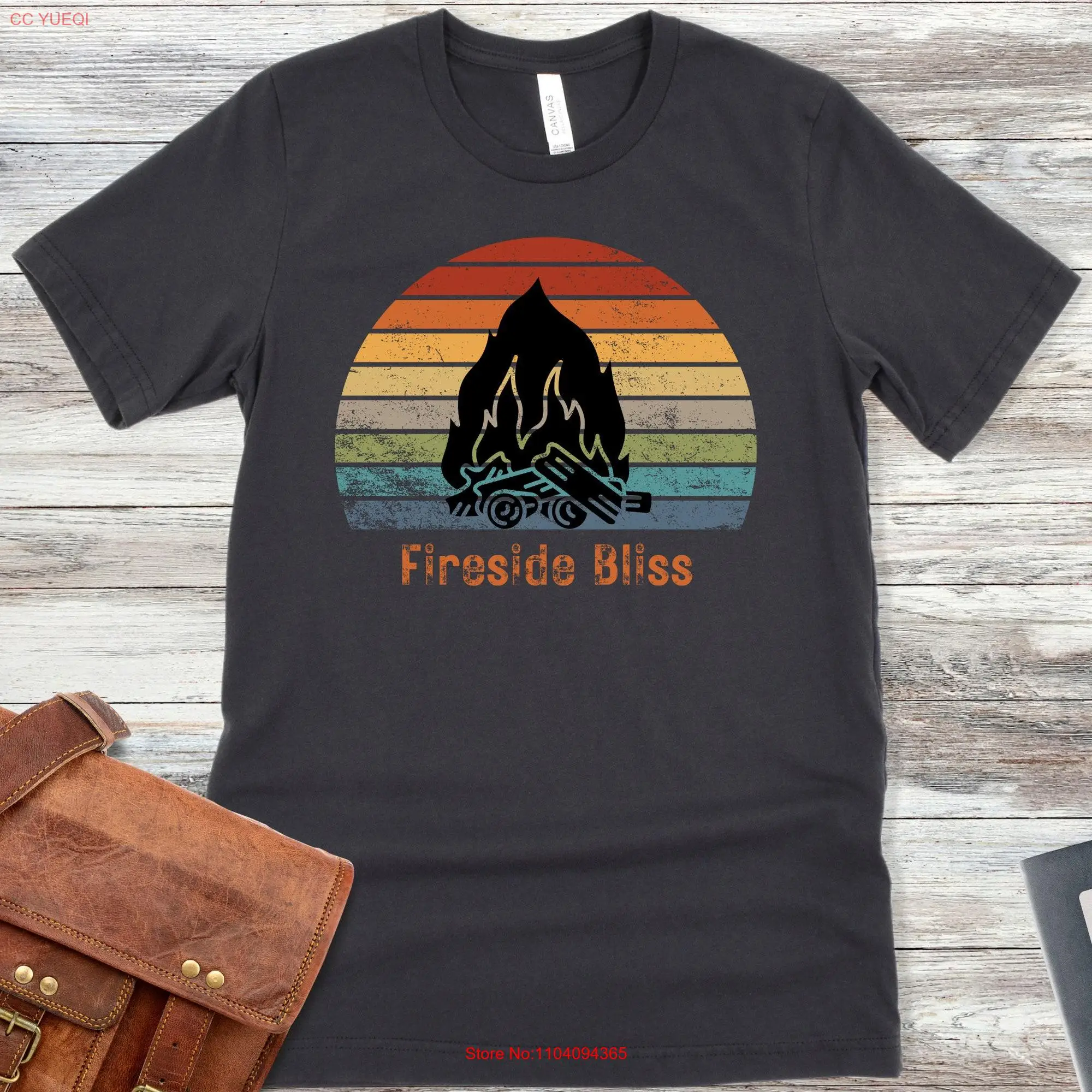 Retro Fireside Bliss T Shirt Fall fashion Autumn Cozy tops Seasonal wear Leaves Pumpkin vibes long or short sleeves