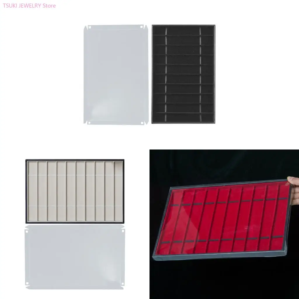 

62KE Rectangle Watch Strap Holder Tray with Transparent Cover Jewelry Storage Case