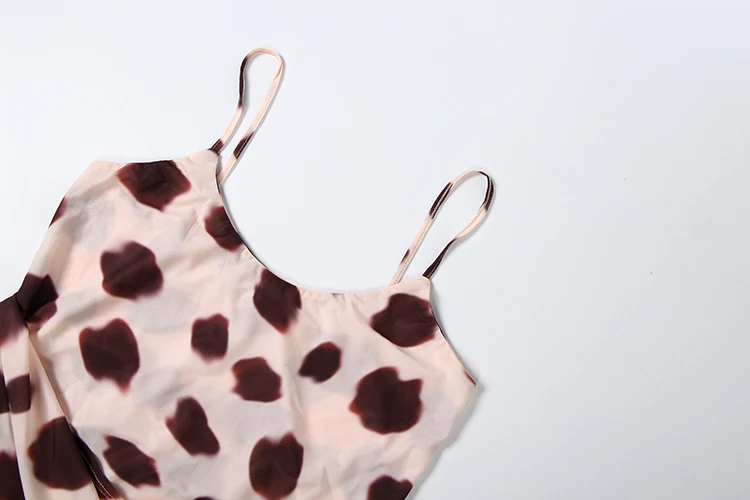 Weird Puss Leopardenmuster 2-teiliges Set Damen Sexy Tanktop mit unregelmäßigem Saum und tiefem Ausschnitt + durchsichtiger Rock Urlaubs- und Party-Outfit – Detail 7