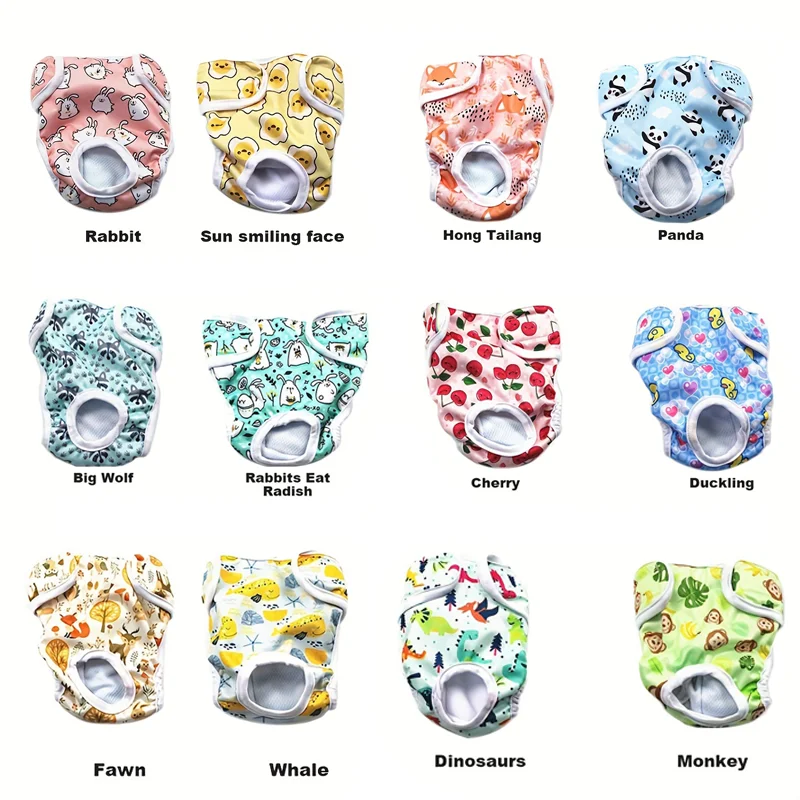 Female dog Cute Washable Male Dog Diapers, Reusable High Absorbency Leak-Proof Male Dog Diapers Dog Physiological Pants 6 colors