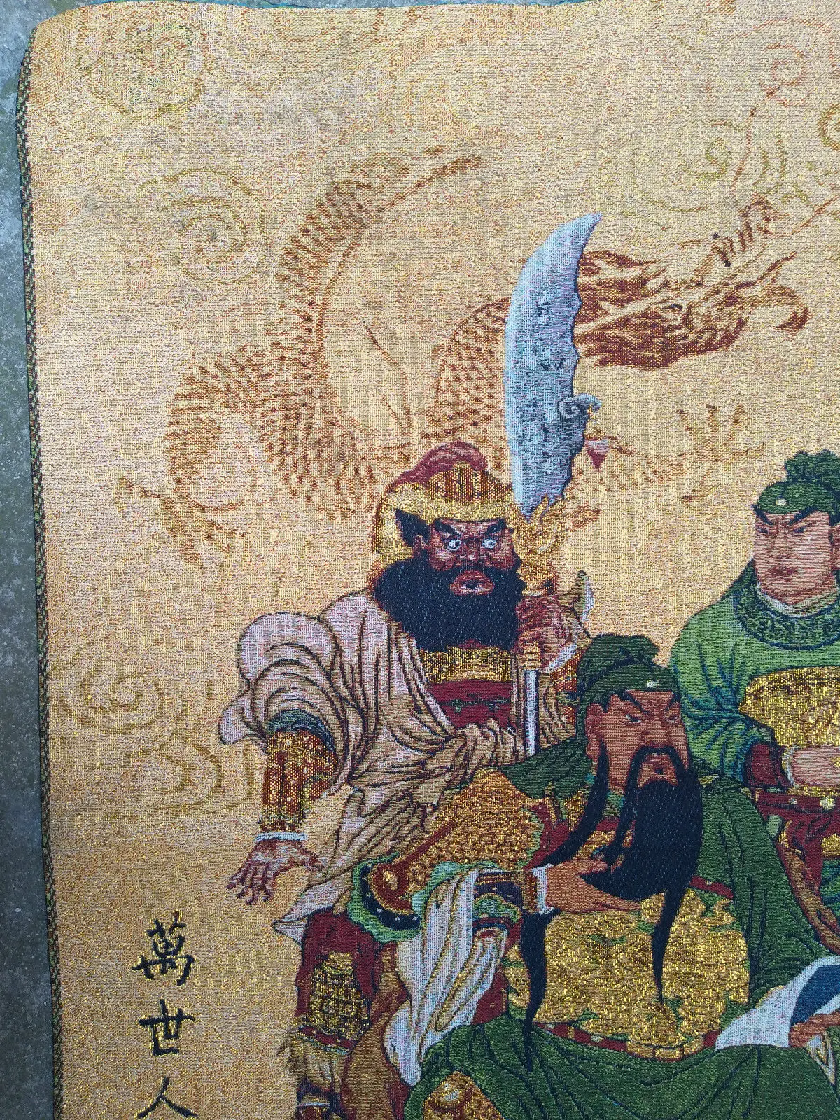 China Silk Ancient Liu bei Guan Yu Zhang Fei Tangka Thangka Mural Wall Hanging