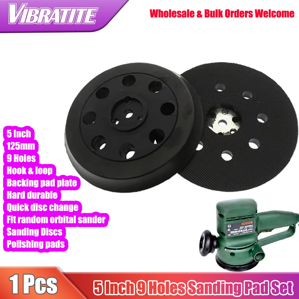 1 Pcs 125mm 5 Inch 9 Holes Hook&Loop Replacement Grinding  Pad Backing Plate Sanding Pad For Bosch RS032 & RS031&3107DVS Sanders