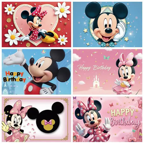 Fondo de fotografía de Mickey Minnie Mouse, pancarta para fiesta de cumpleaños, Baby Shower, decoración para niños, fondos de pantalla Photozone
