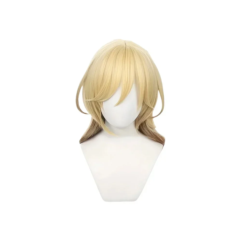 Genshin Impact Long Linen Gold Cosplay Peruca com Trança, Perucas de Cabelo Resistentes ao Calor, Anime Kaveh, Alta Qualidade