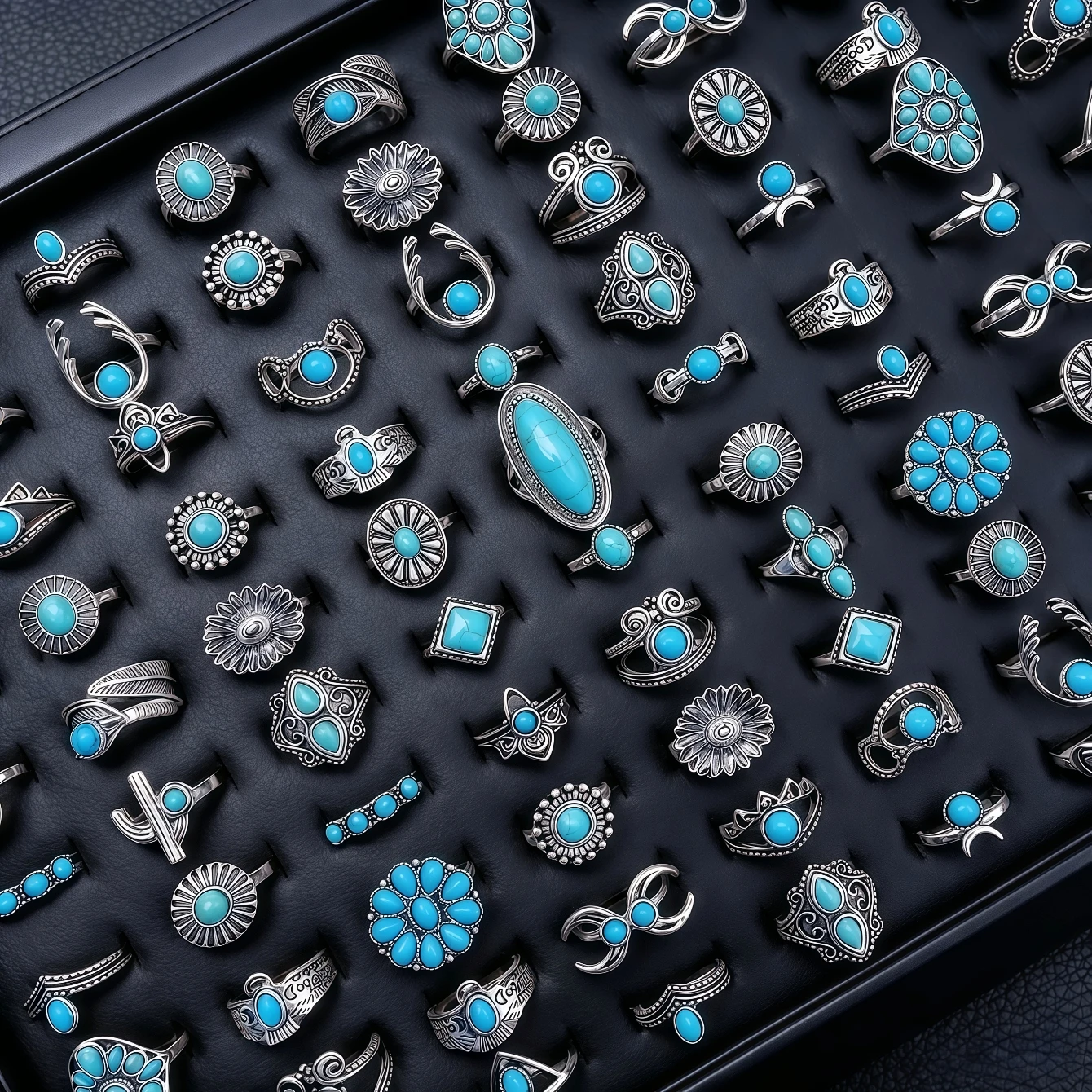 6/8/12/24개 빈티지 보헤미안 블루 터키석 반지  - Turquoise Stone Ring 리뷰 및 가격