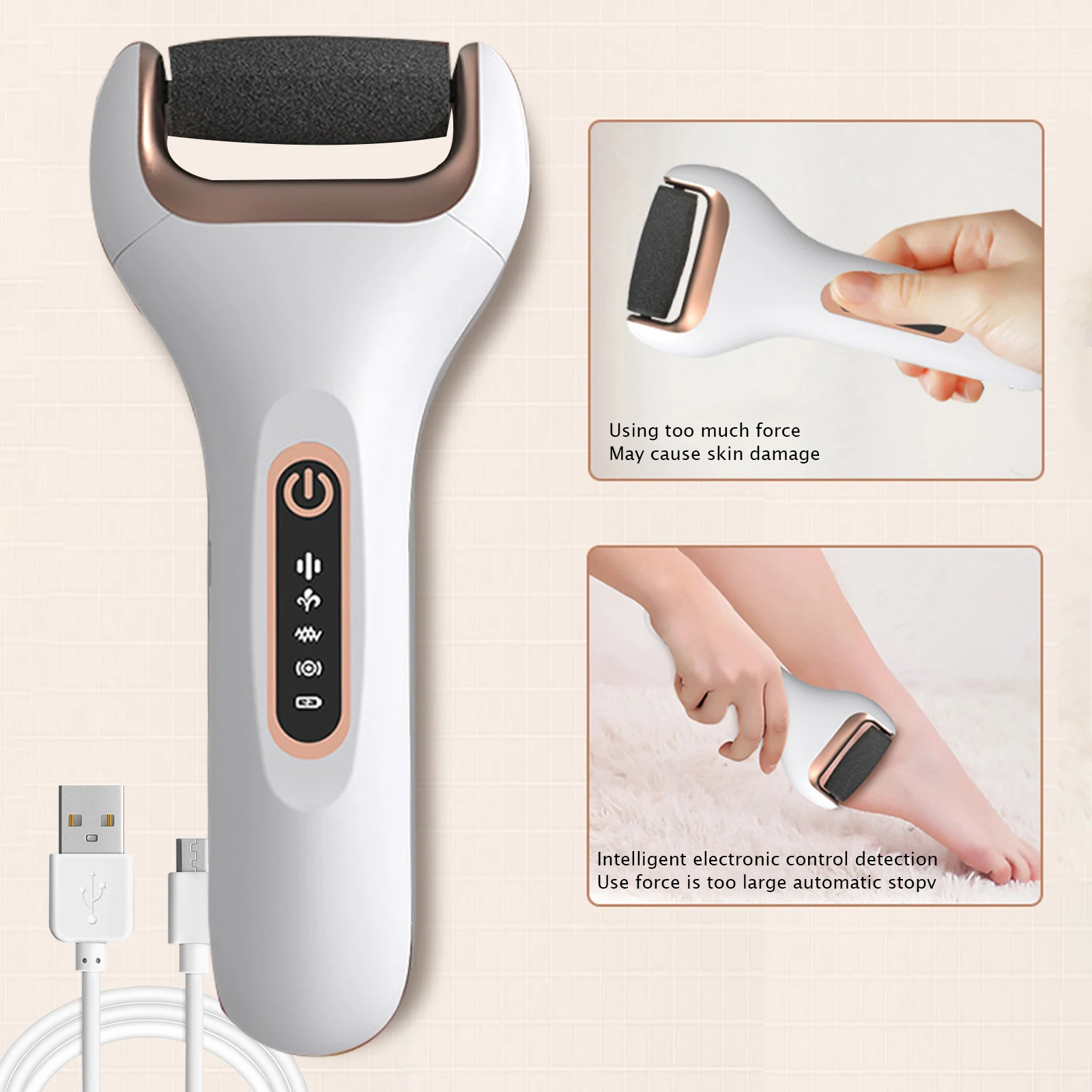 Electric Foot Grinder Callus Feet Remover Foot Exfoliator Pedicure Foot Care Tool Waterproof Dead Skin Removal Foot File Clean