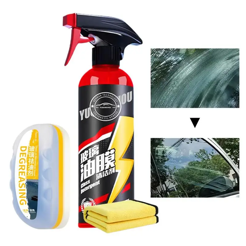 

500ml Car Glass Oil Film Cleaner Multipurpose Oil Film Remover Anti-fog Labor-saving Cleaning Brush Automotive Windshield