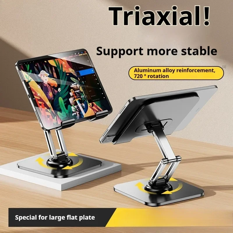 Foldable Phone Tablet Stand 360° Rotating Design for Desk Compatible with iPad for Drawing Live Streaming Watching