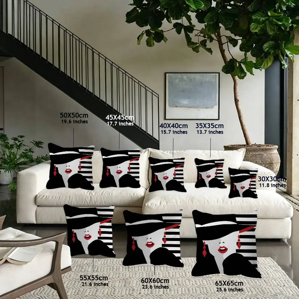 Vantage Anime Elegant Lady Pattern soft Pillow Case for Sofa Living Room Home office Decor Protective Covers funda