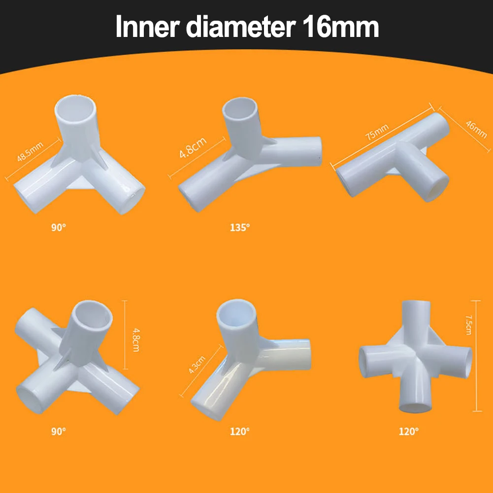 10 Pack Tent Pole Tees 3-Way Connectors I.D. 16mm Plastic Fixed Joints For Outdoor Camping Canopy Garden