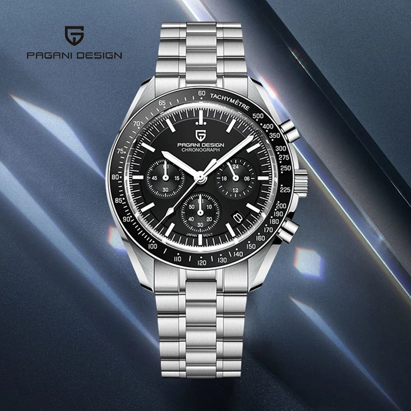 PAGANI DESIGN 2026 New Moon Watch Retro Quartz Watches For Men Stainless steel Luminous waterproof Luxury Sport Chronograph Man