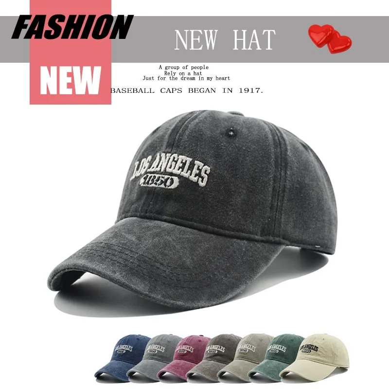 Personality female wash do old letter embroidery LOS ANGELES 1850 cap outdoor male sports travel sun protection baseball cap