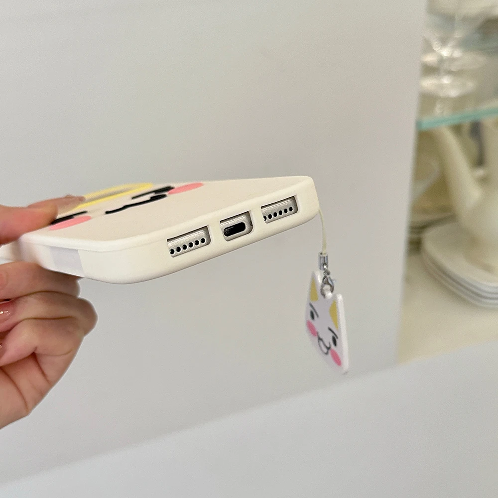 Niedliche 3D-Cartoon-Katzen-Handyhülle aus weichem Silikon für iPhone 16 17 18 Pro Max, lustige, stoßfeste Rückseite mit Anhänger – Detail 8