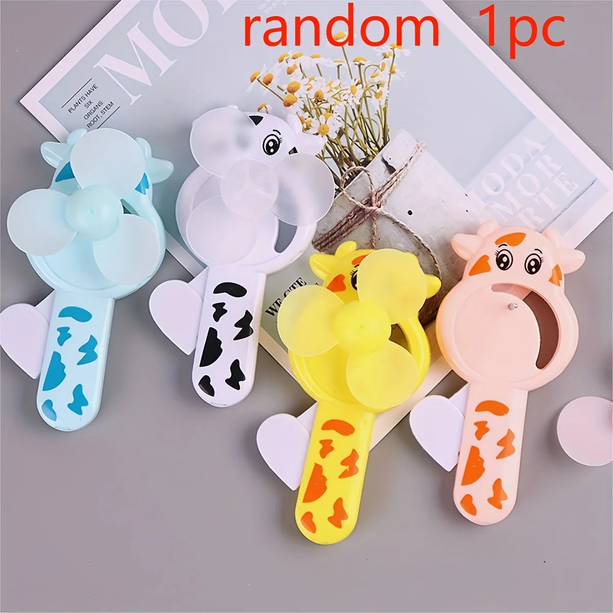 Random 1pc Cartoon Deer Summer Cool handheld press portable mini fan cartoon manual