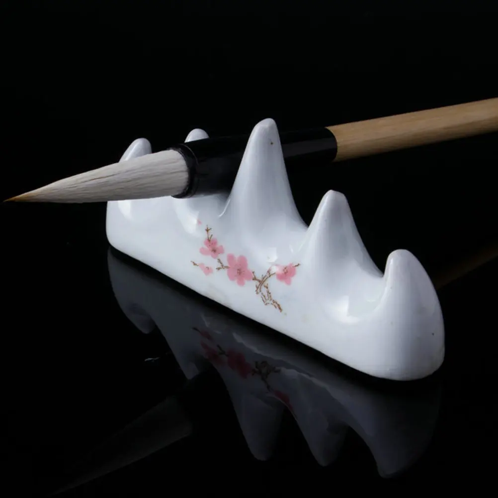 2 Pcs Calligraphy Writing Brush Rack Rest Holder Brushes Holders Ceramic Pen Chinese