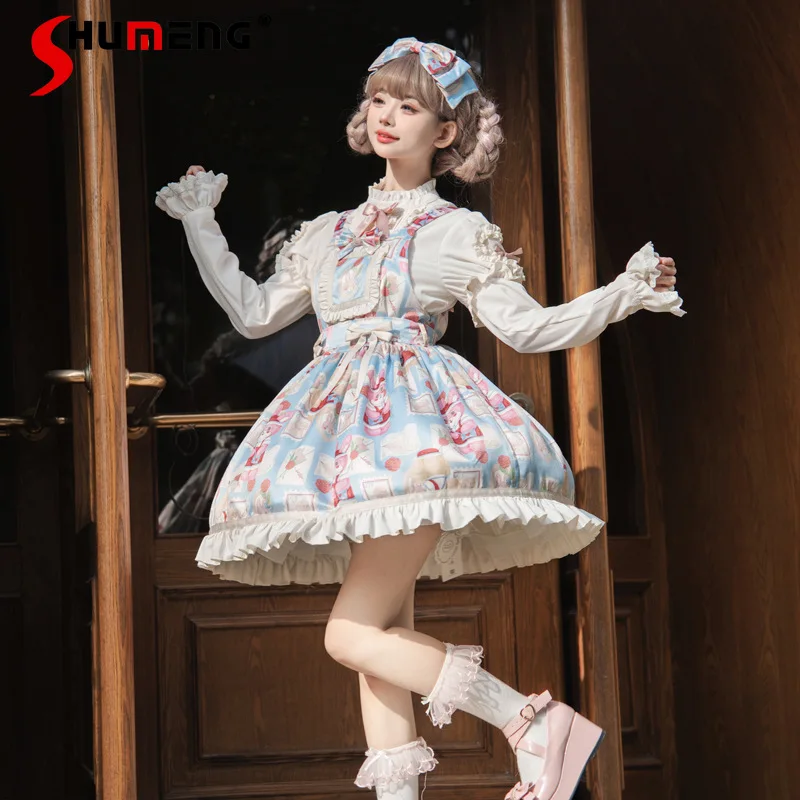 Lolita Sweet Cute Design Sweet Doll Feeling Dress Japanese Rojita High Waist Strap Dresses JSK Women's Clothes Vestidos De Mujer