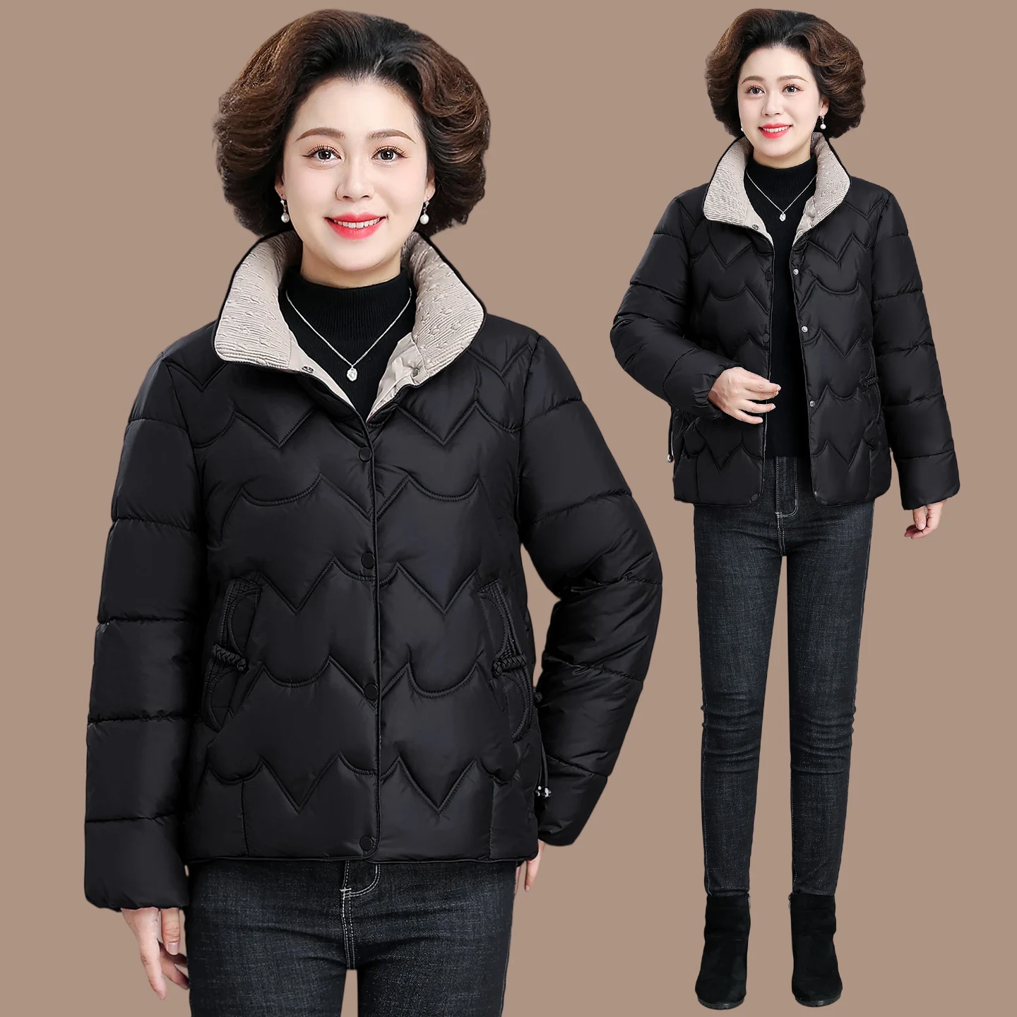 

Утепленная куртка для женщин: осенне-зимнее пальто, повседневное, ветрозащитное, теплое, из пушистого хлопка, для женщин среднего и старшего возраста