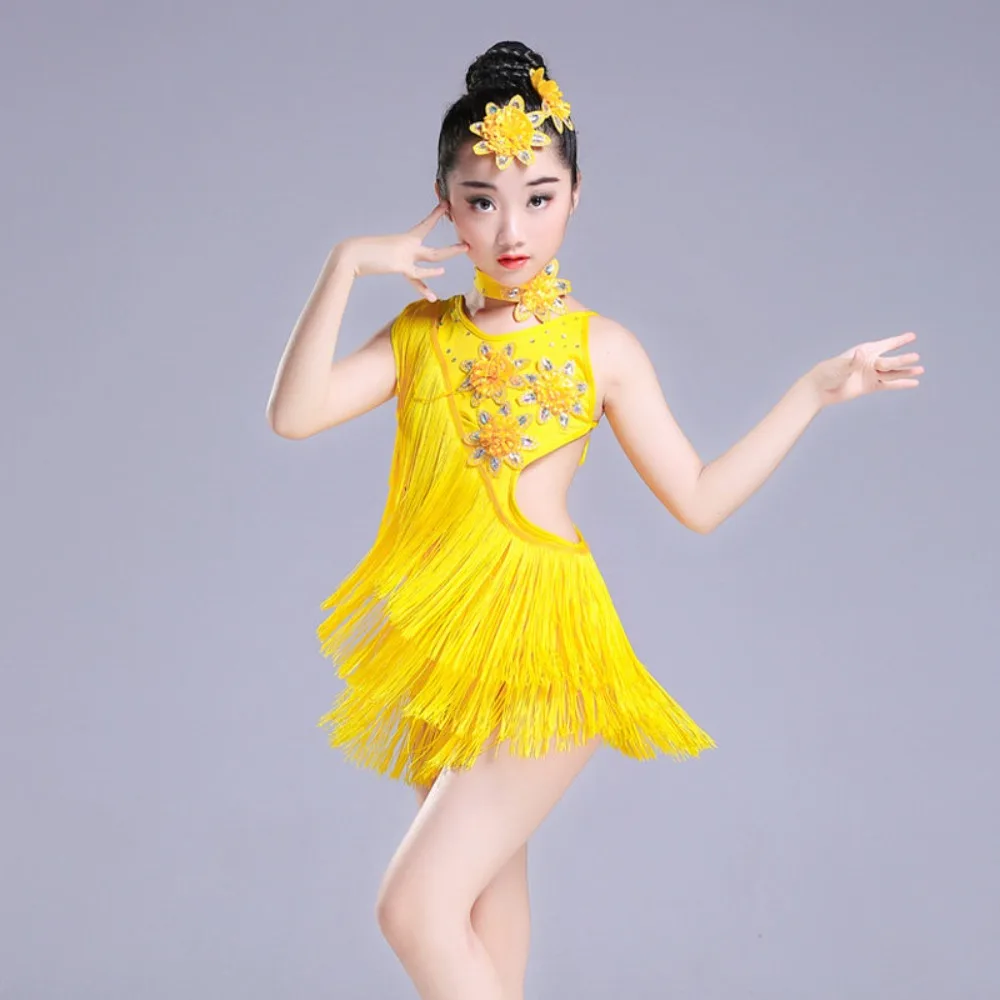 

Latin Dance Wear Girl Dress Children Clothing Kids Clothes Competition Uniform Latin Dress Performance Costume Cha Cha Samba