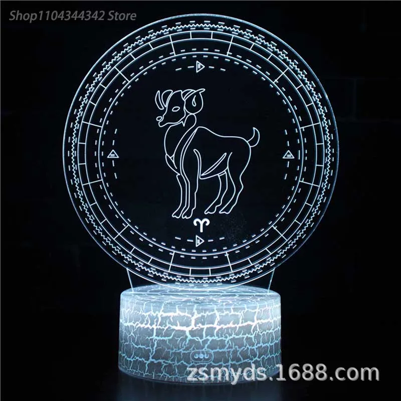 Constelação 3d acrílico aries taurus equilíbrio luz noturna sala de estar quarto criativo pai criança presente decoração luz usb em