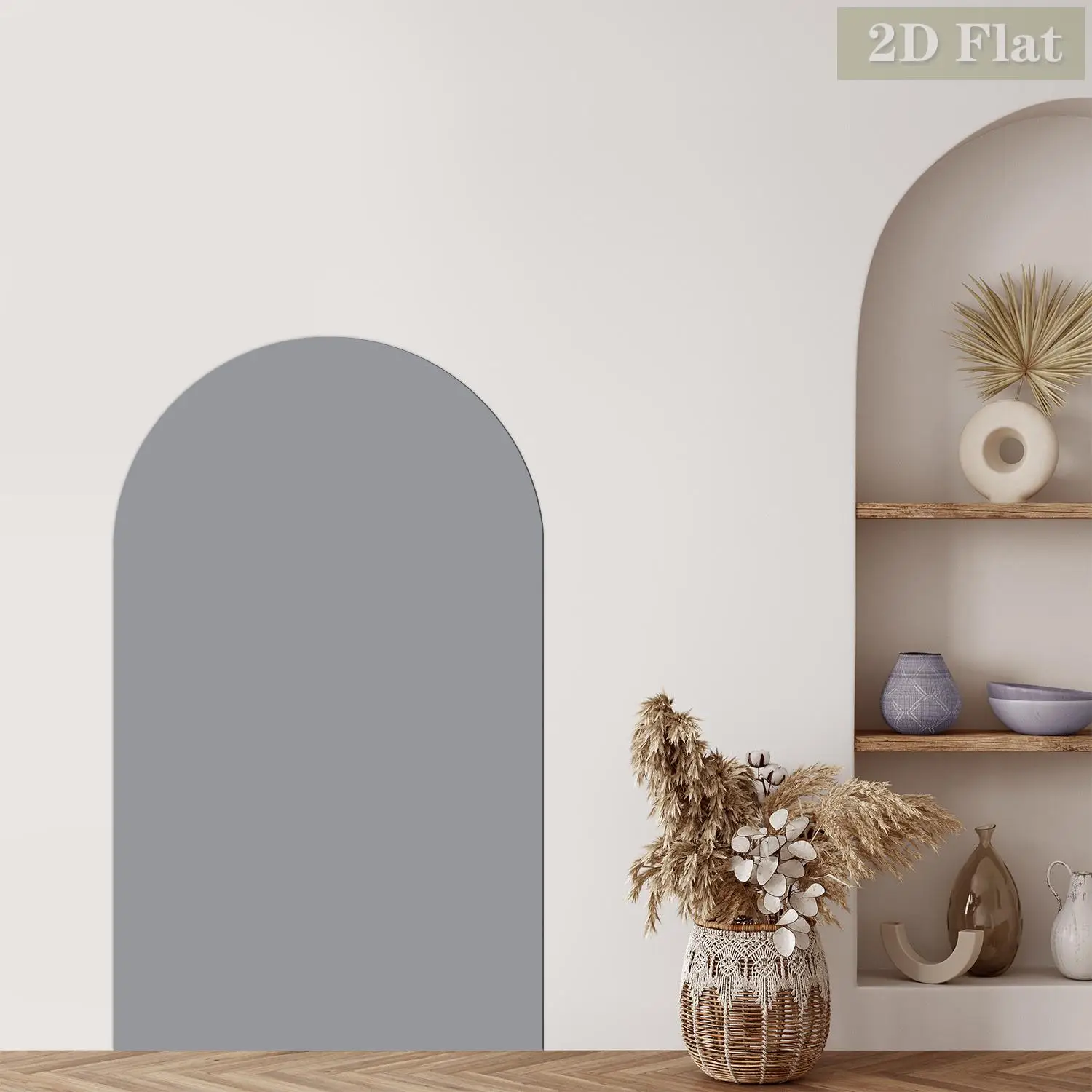 1pcs Light Gray Arched Decorative Magnetic Whiteboard Wall Sticker, Graffiti Friendly, Simple Curved Semi-Circular Pattern