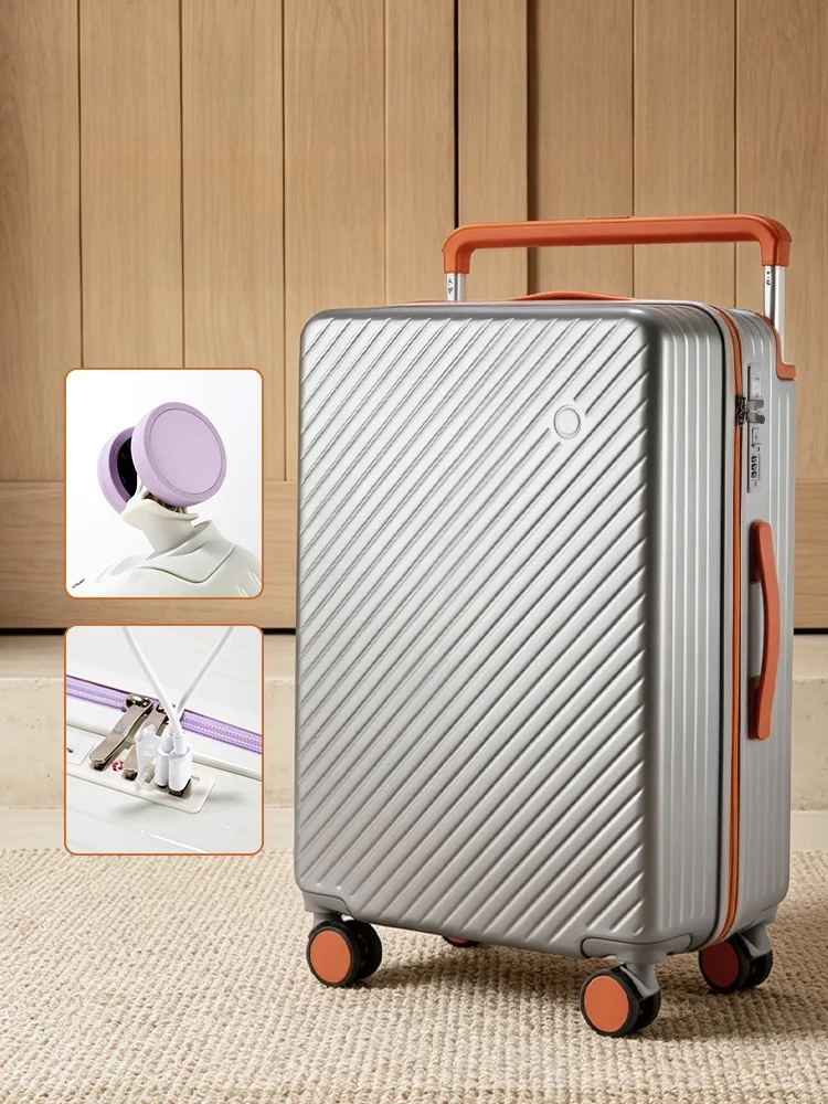 2026 New Simple Wide Pull Rod Luggage 20 Inch Boarding Box Password Box Silent Universal Wheel Travel Suitcase Robust