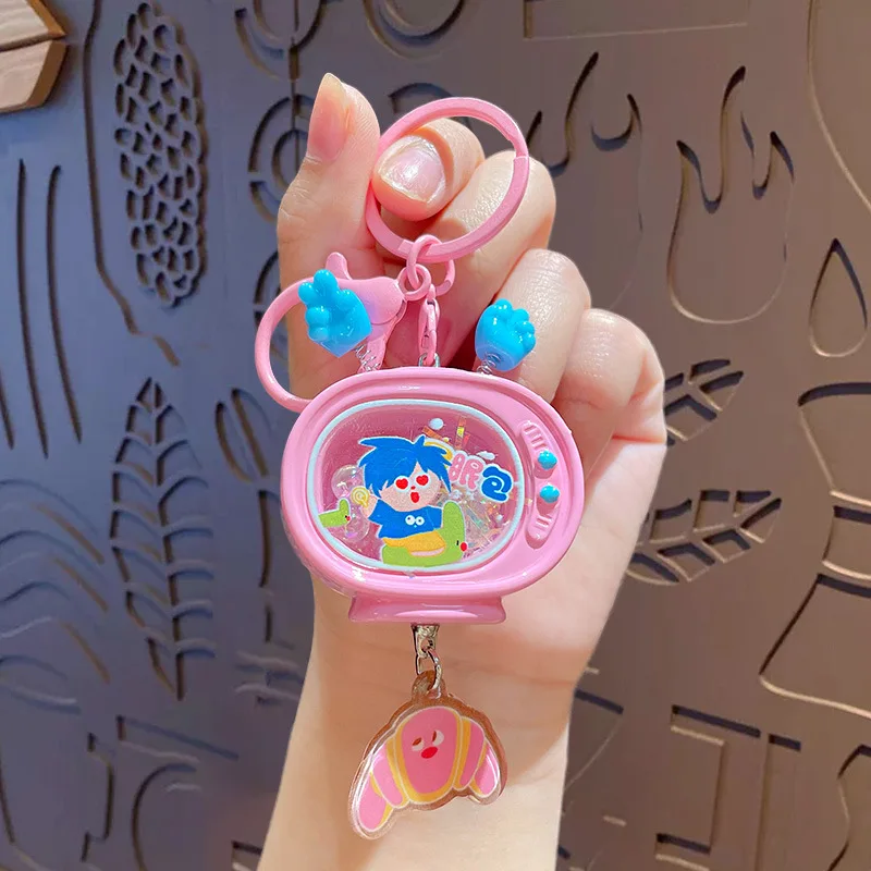 

Kawaii Mini Cartoon Keychain Luminiferous Anti-loss School Bag Decorations Plastic Waterproof Lighted TV Keychain Car Accessory