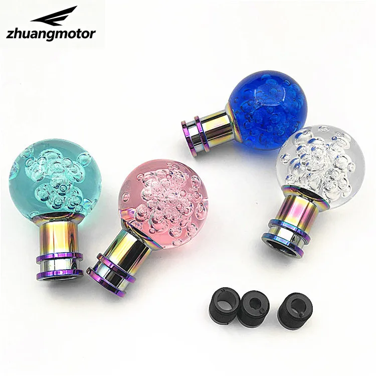 Universal Car Bubble Crystal Manual Resin Gear Shift Knob Stick Gearstick Shifter Lever Fit For Honda Toyota Nissan Mitsubishi