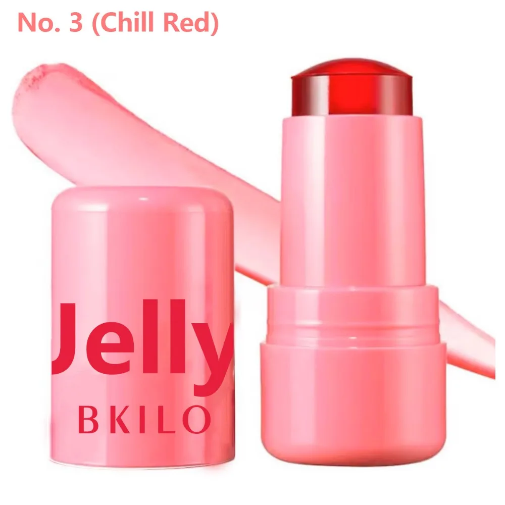 Barra de tinte Jelly rubor para mujer, resistente al agua, 3 en 1, hidratante facial para ojos, brillo de labios mate, larga duración, 4 colores, colorete en polvo, maquillaje