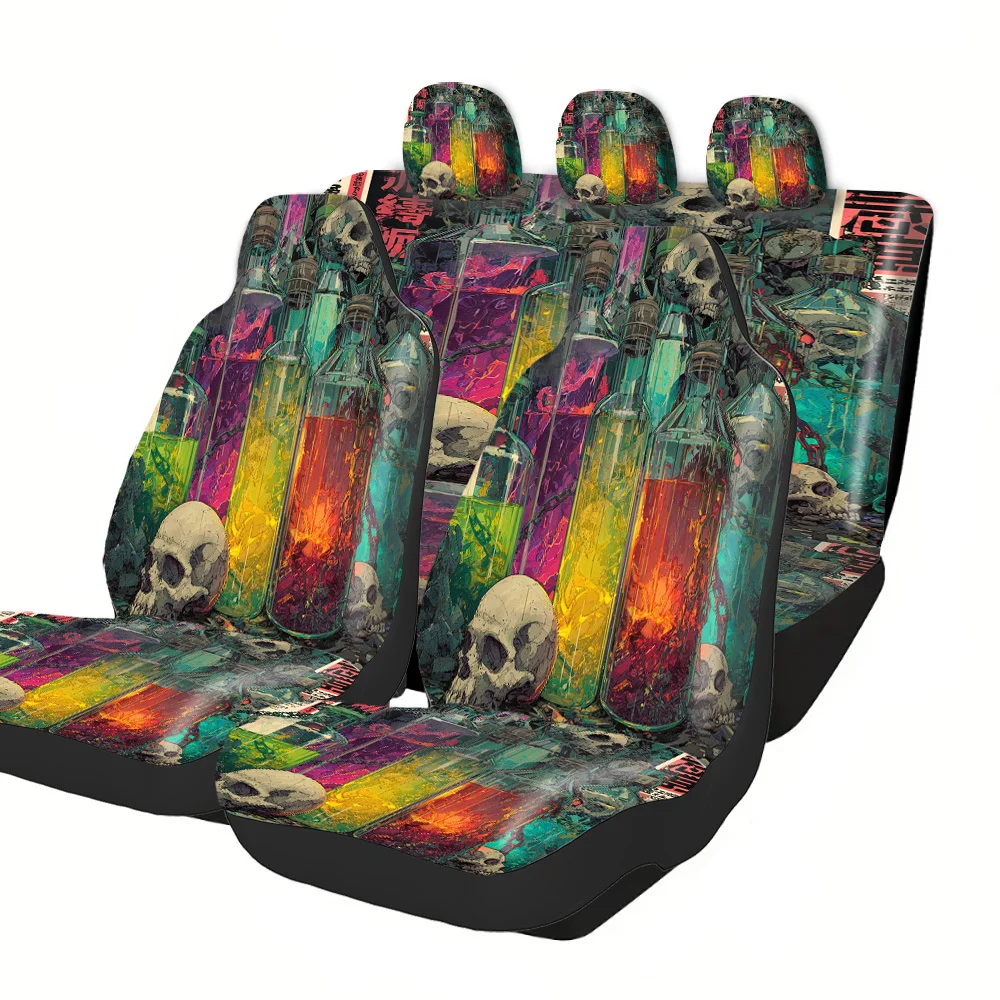 Car Seat Covers - Halloween Christmas New Year Easter Festive Decor With Bottles Skulls Chains Lucky Gift For Friends Premium F