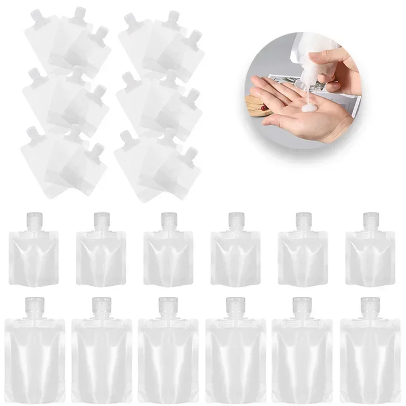 

50pcs Empty 30ml/50ml/100ml Squeeze Pouch Stand Up Bags Travel Portable Cosmetic Toiletry Lotion Shampoo Shower Gel Containers