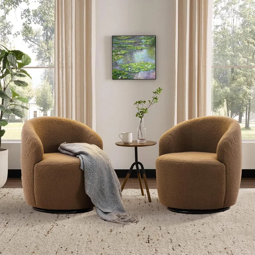 

Милый детский стул для небольшого пространства в спальне, вращающийся стул-бочка для гостиной, набор из 2 угловых стульев, удобный круглый диван-кресло Boucle