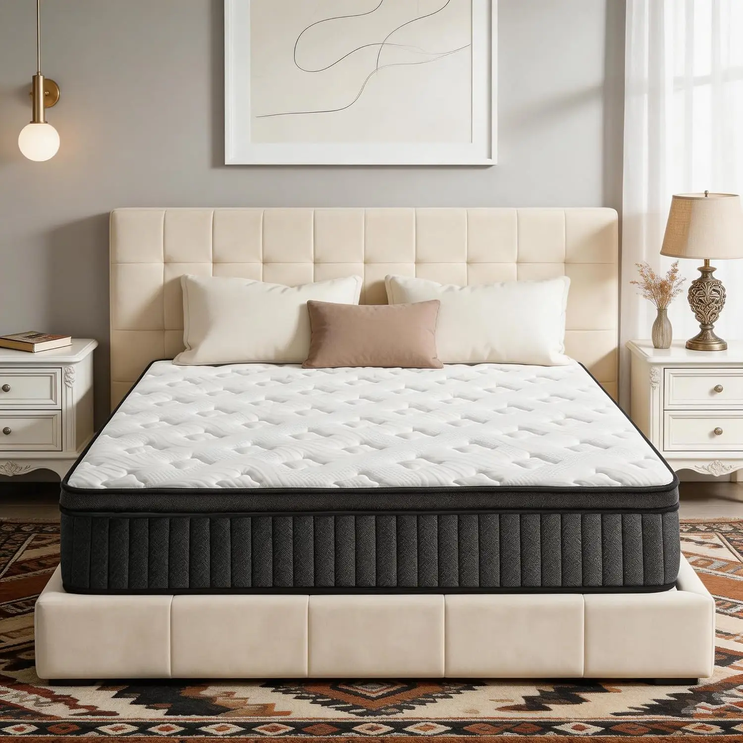 Queen 12 Inch Firm Hybrid Memory Foam Mattress with Pocket Springs for Back Pain & Motion Isolation, Fiberglass Free Customized