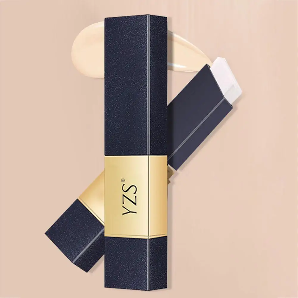 عصا مكياج كريم الأساس YZS كونسيلر 2 في 1 على الوجهين لبقع الوجه وخافي عيوب حب الشباب مع فرشاة وفرشاة تحديد الوجه