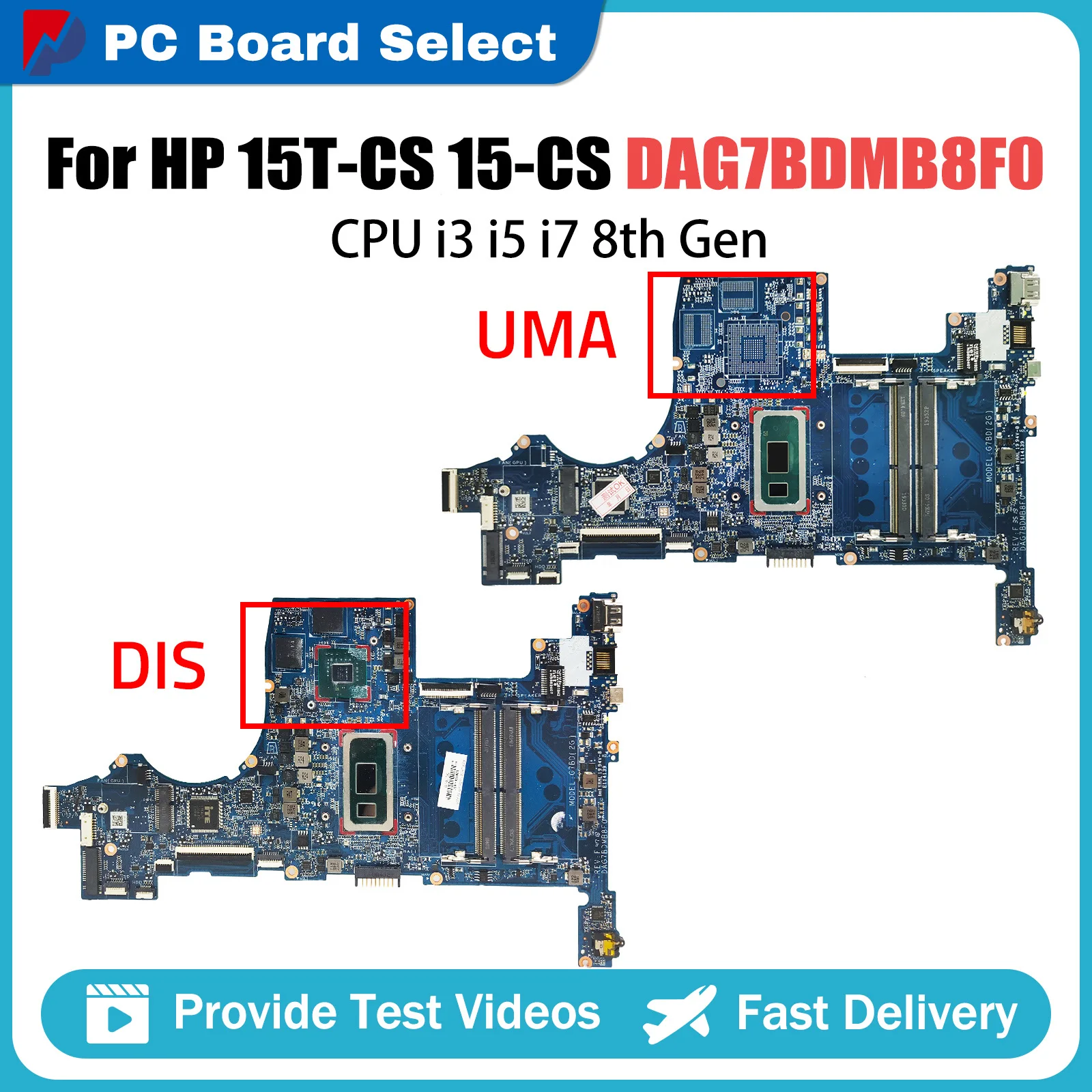 

Computer Mainboard For HP Pavilion 15T-CS 15-CS L34174-001 L34173-601 DAG7BDMB8F0 Laptop Motherboard CPU I3 I5 I7 8th Gen