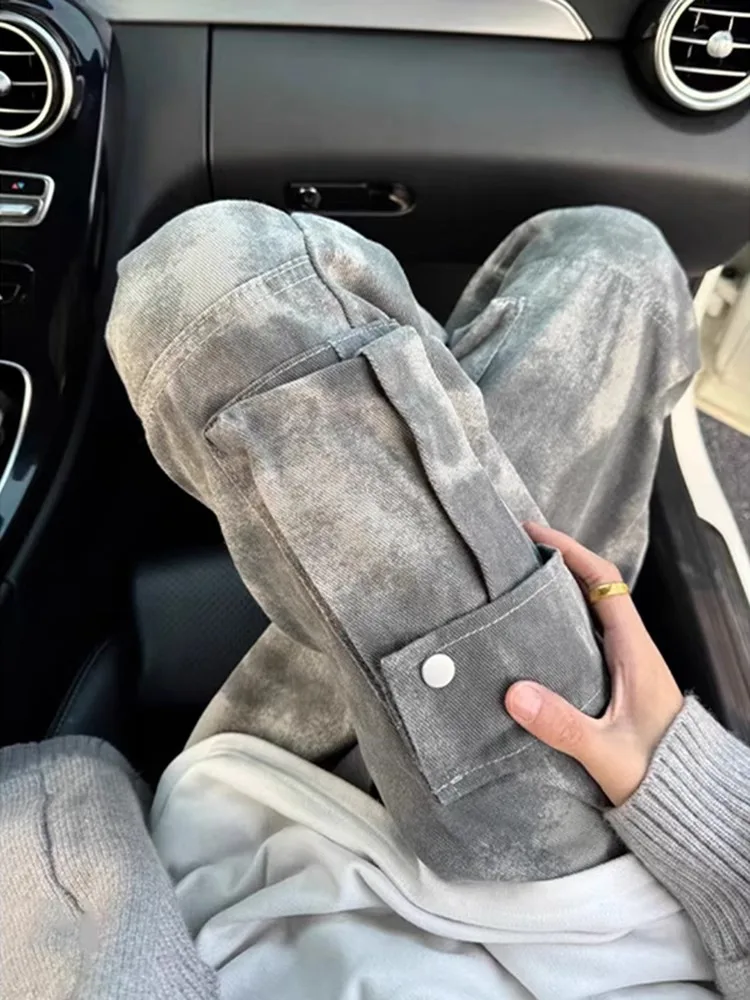 

Мужские рабочие брюки в американском ретро-стиле с камуфляжным принтом, весенние, с дизайнерским акцентом, в стиле парашютиста, повседневные, с большими карманами