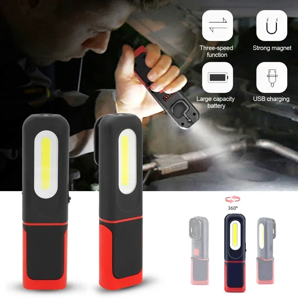 USB Rechargeable COB Work Light Portable Car Detailing Inspection Light Magnetic LED Flashlight Hanging Lamp Camping Torch