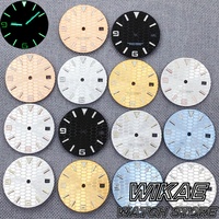 29mm Landing Style Honeycomb Texture Sunburst Watch Dial And hands Set Green Luminous Fit NH35 Movement Watch Accessories Parts