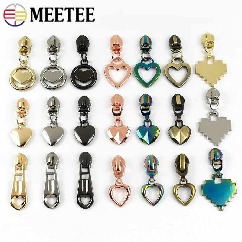 

10/20/30Pcs 5# Heart Nylon Zippers Puller Pocket Handbags Decor Zipper Slider Luggage Wallet Zips Head Repair Kits Accessories