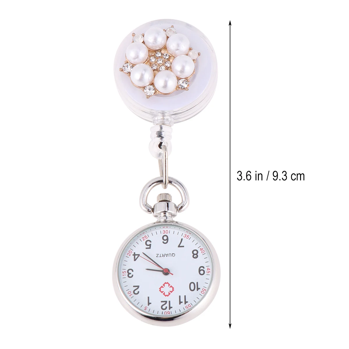 

Nurse Doctor Pocket Watch Durable Clear Numbers Accurate Timekeeping Pearl Decor Fob Watches Pin Student Universal for Nurse