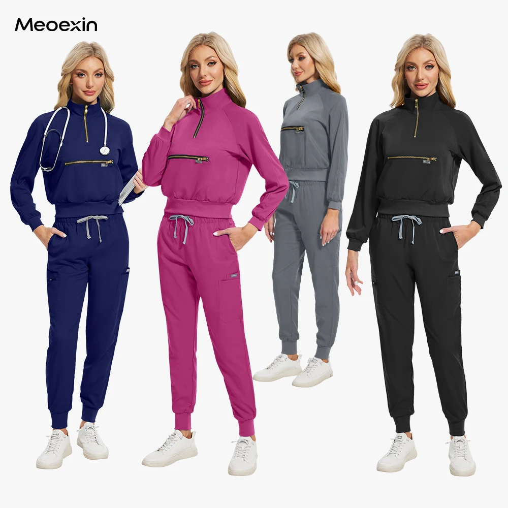 

Long Sleeved Scrub Uniform Set Medical Hospital Nurse Uniform Scrubs Spring Autumn Fashion Work Clothes Soft Nursing Accessories