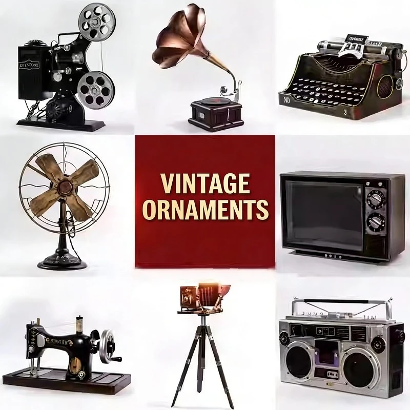 Retro nostalgic old object model black and white TV ornament photo prop decoration model
