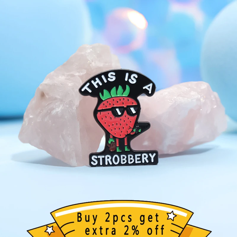 This A This Strobbery Enamel Pins Cool Punk Strawberry Sunglasses Killer Brooches Lapel Badges Jewelry Gift For Friends