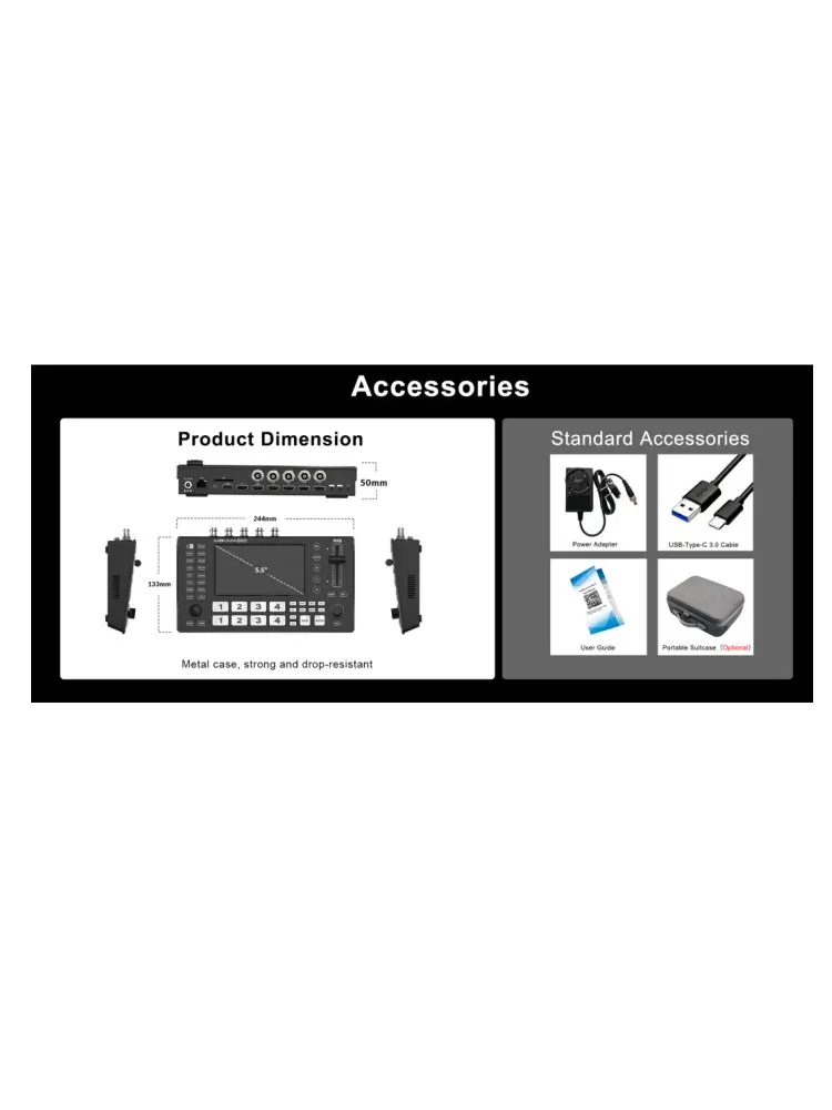 MOVMAGIC M4 M4S 5.5 Inch (4K/60P) Input 5CH Video switcher with 4HDMI&4SDI 1USB Input,USB 3.1 Support PTZ/USB/SD.