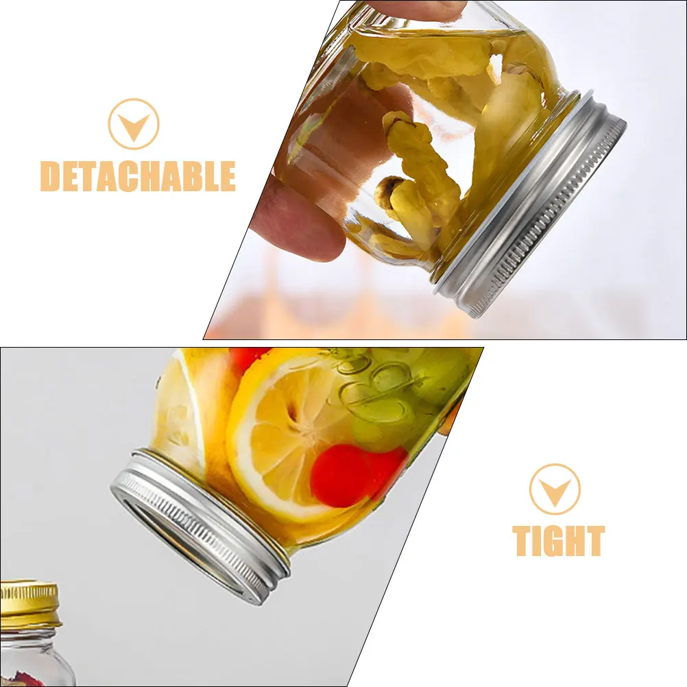 

6 set Mason Jar Lids Tinplate Detachable Wide Mouth Canning Sealing Leakproof Food Freshness Metal Covers Replacement