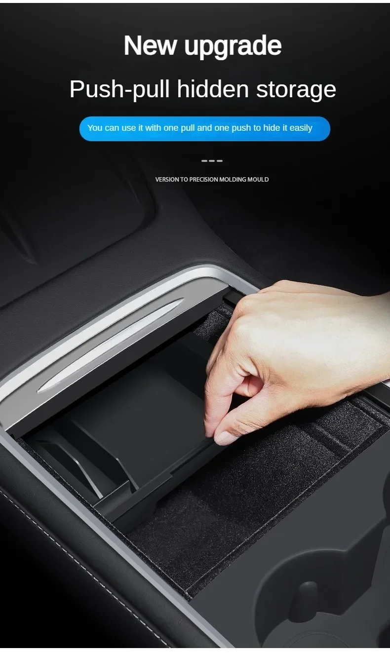 Für Tesla Modell Y 3, Mittelkonsole Lagerung Organizer Box Tablett Armlehne Versteckte Box Bins Tasse Halter Auto Innen Zubehör – Detail 12