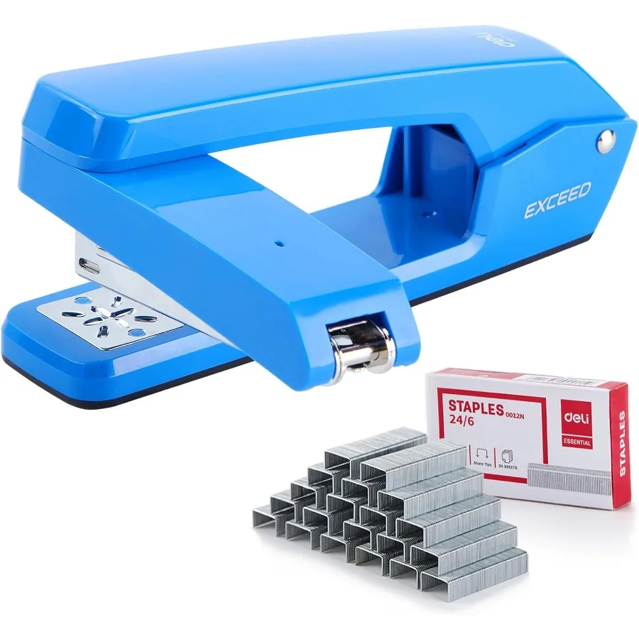 Cucitrice girevole SwingArm 25 fogli Capacità Rotazione di 360 gradi Graffetta da scrivania con 1000 graffette per libretto o rilegatura di libri Blu