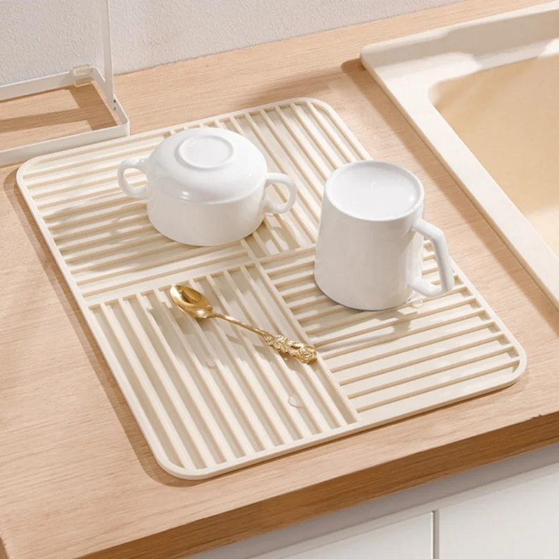 

1pc kitchen tableware drain mat dining table insulation protection silicone mat bathroom storage mat Cutting board anti slip pad