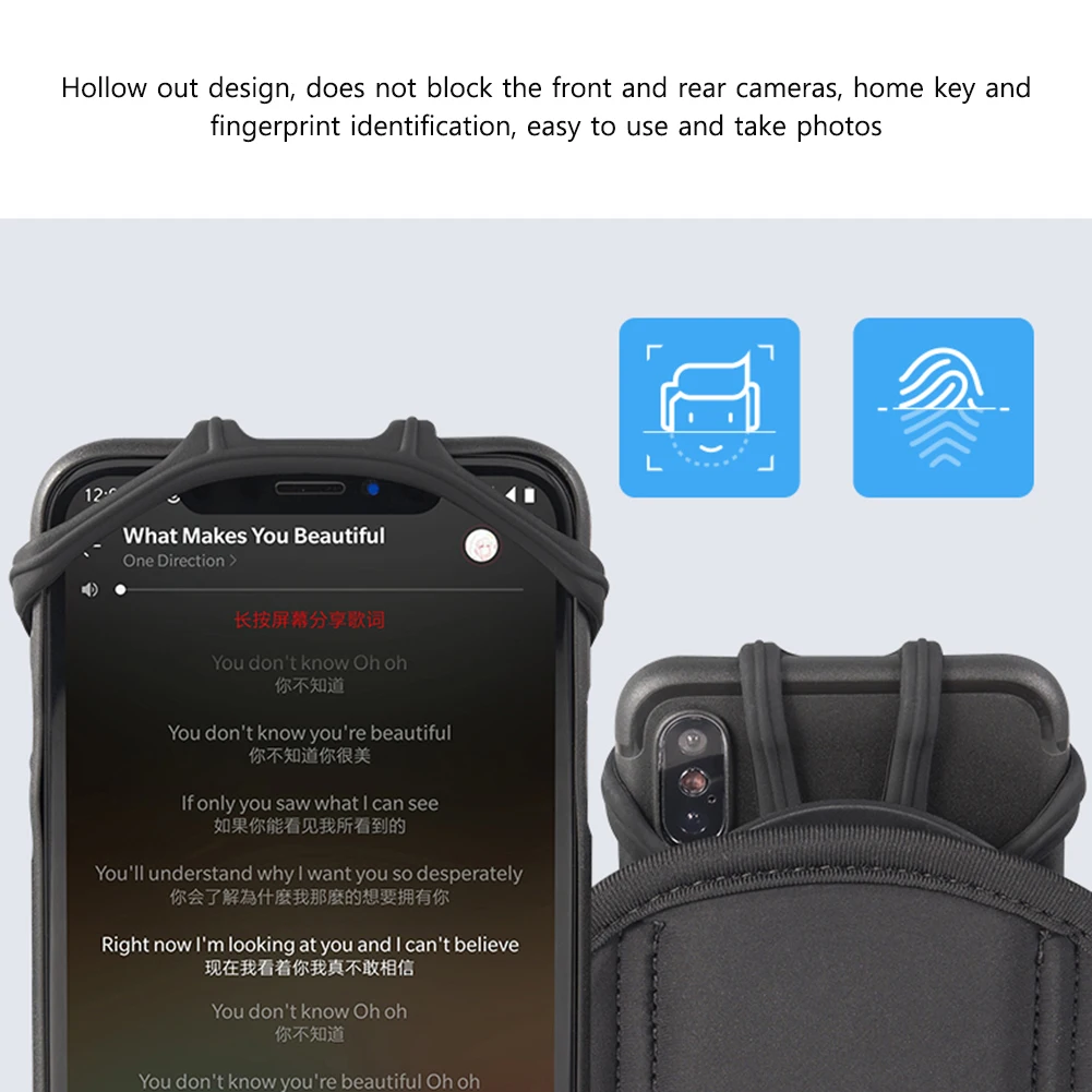 360 Degree Rotation Mobile Phone Holder Wearable Wristband Phone Case Adjustable Phone Wrist Bag Removable for Running Cycling