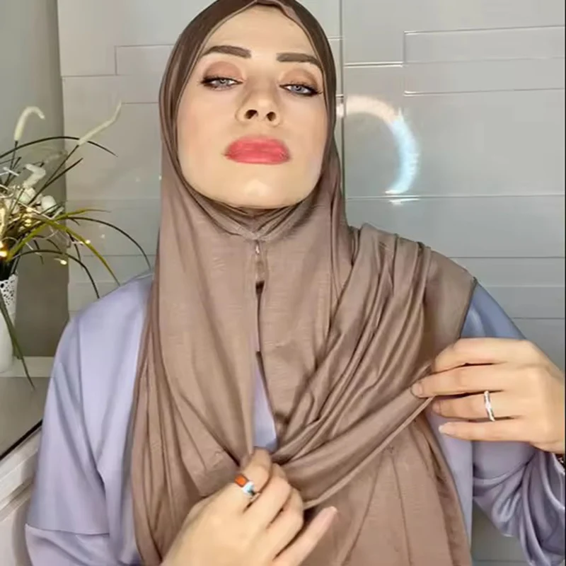 

Soft Modal Jersey Instant Hijab Scarf For Muslim Woman Wrap Shawls Lady Confortable Headband Islam Solid Turban Bonnet