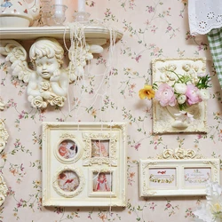 Vintage Ornaments European White Angel Embossed Resin Photo Frame Picture Frame Home Homestay Wall Decoration Pendant Gifts